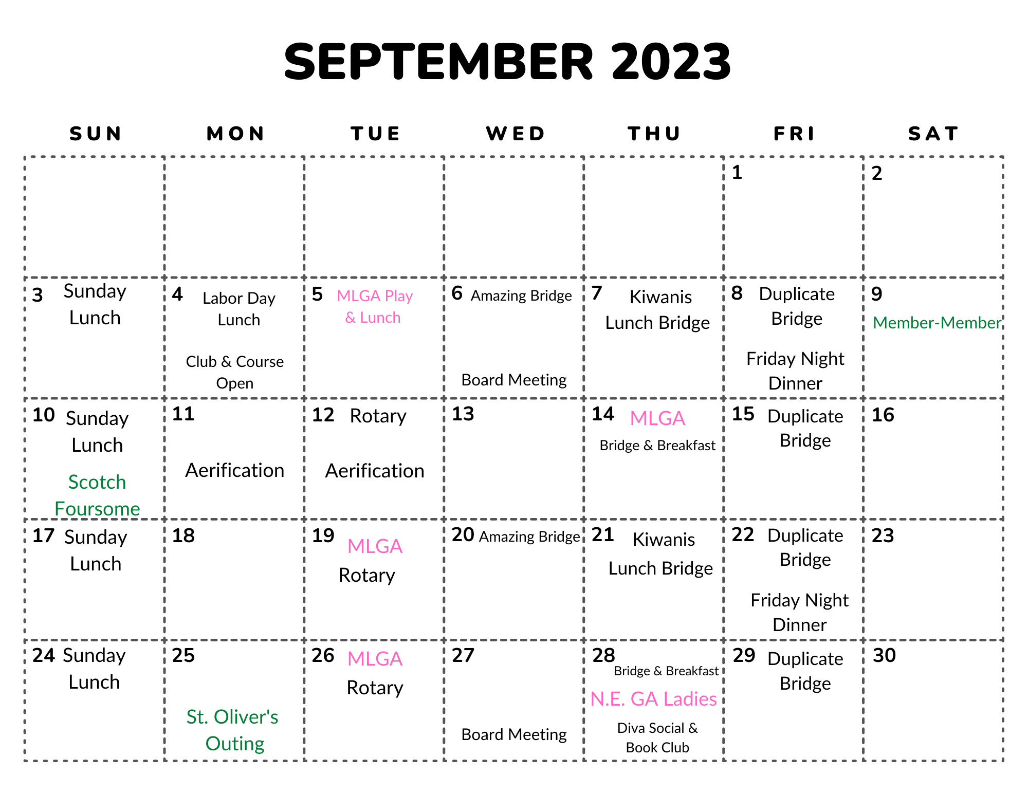 Schedule of Events 1
